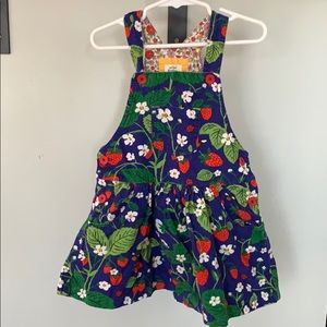 Mini Boden 3/4 strawberry corduroy overall jumper